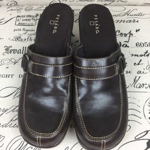 Leather Mules Clogs Slides Slip-On Pesaro